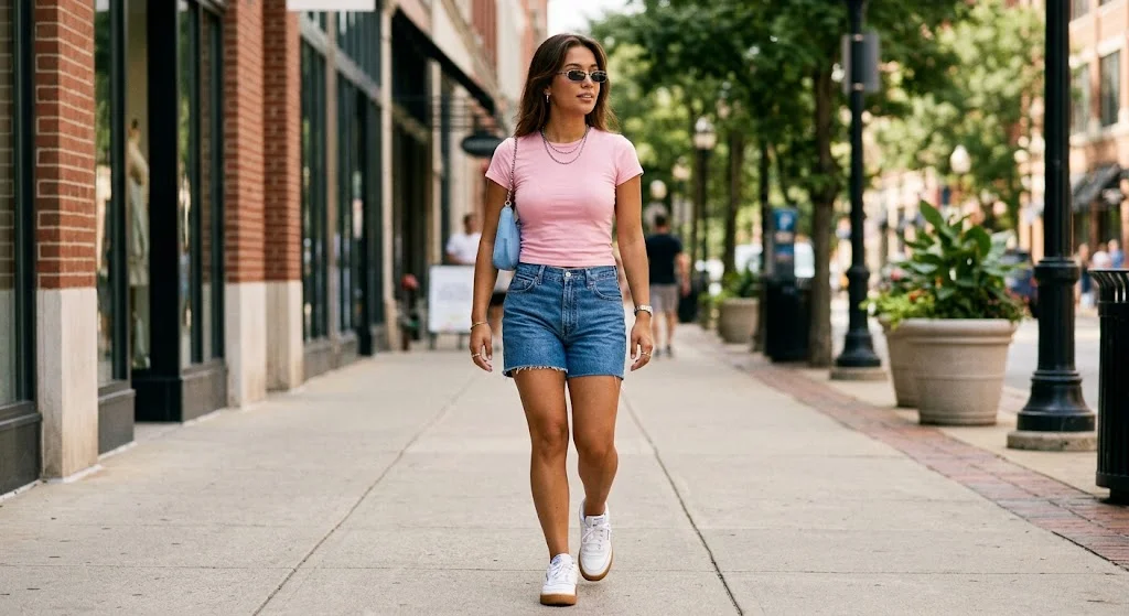14. Y2K-Inspired Shorts Outfit