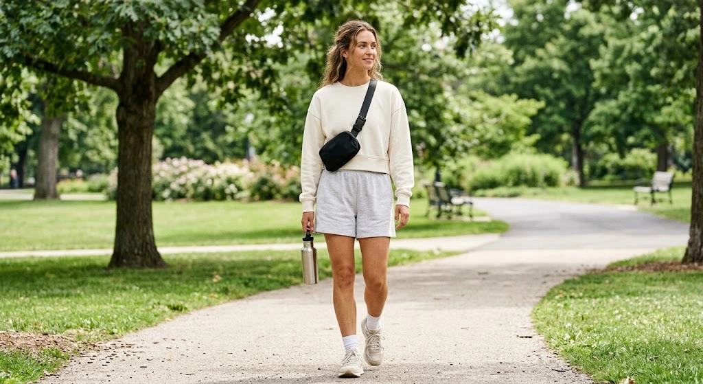 5. Sporty Shorts With a Cropped Sweatshirt