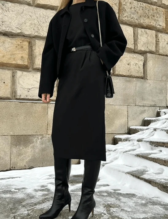 Sophistication in a Black Overcoat